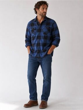 Jach’s NY Men’s Large 100% cotton Buffalo Plaid Flannel button up